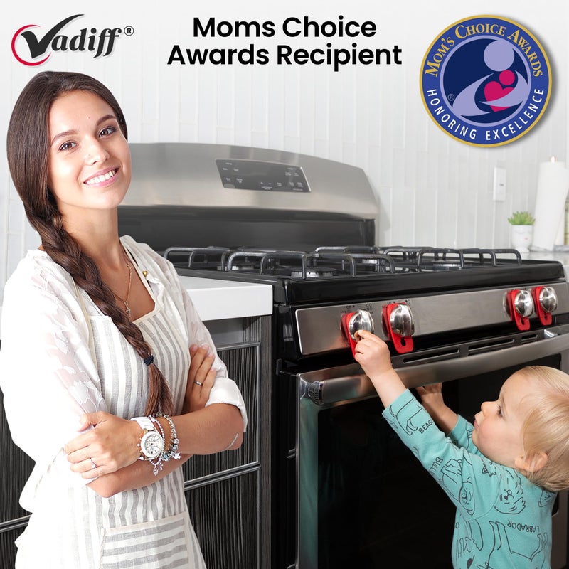 Vadiff 2025-26 Mom's Choice Winner- Gas Stove Knob Locks - Gray Silicone Stove Knob Safety Covers for Toddlers, Pets - Child Proof Universal Size Knobs - Baby Proofing Protectors for Electric Stoves- 5Pcs - Image 3